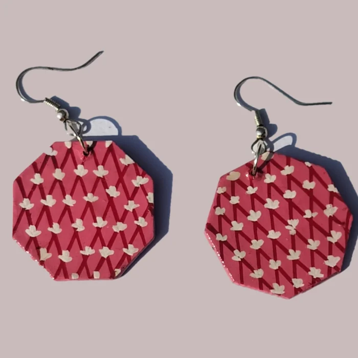 Beautifully Detailed Red Paper Machie Earrings with Ethnic Kashmiri Touch - Aharbal Collection